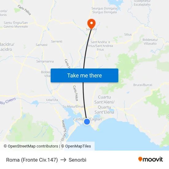 Roma Street (Opposite No.147) to Senorbì map