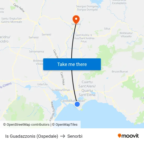 Is Guadazzonis (Hospital) to Senorbì map