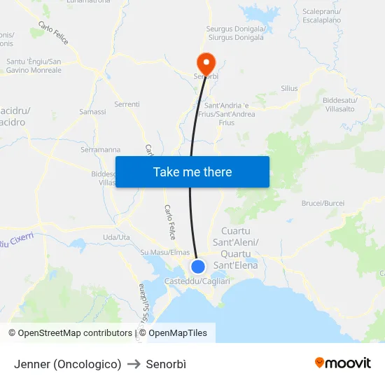 Jenner (Cancer Center) to Senorbì map