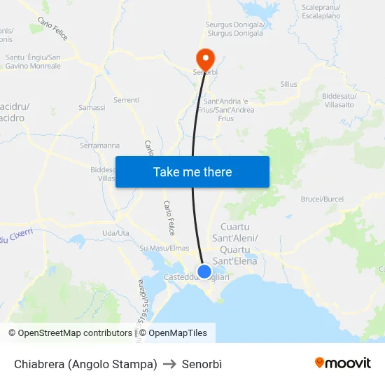 Chiabrera (Corner of Stampa) to Senorbì map