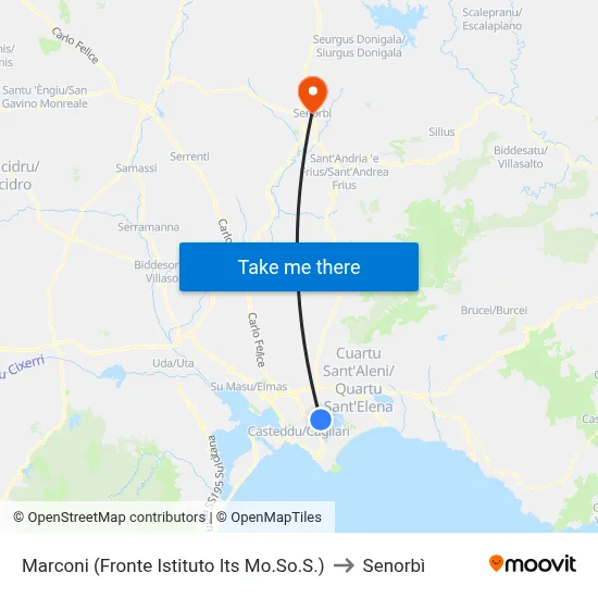 Marconi (Opposite ITS Mo.So.S. Institute) to Senorbì map