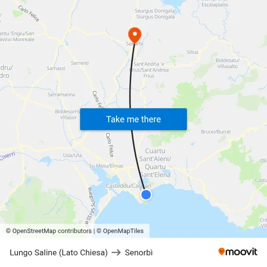 Along Saline (Church Side) to Senorbì map