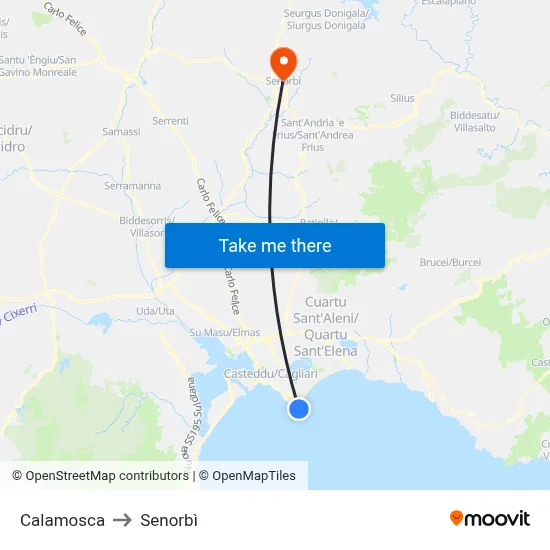 Calamosca to Senorbì map