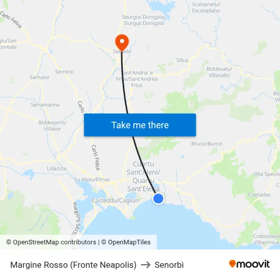 Red Margin (Opposite Neapolis) to Senorbì map