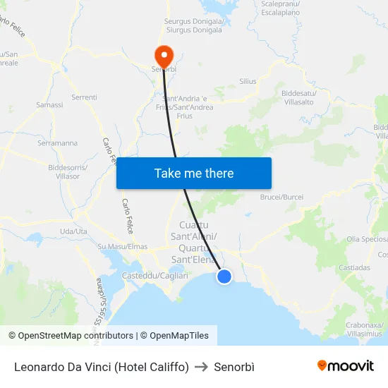Leonardo Da Vinci (Hotel Califfo) to Senorbì map