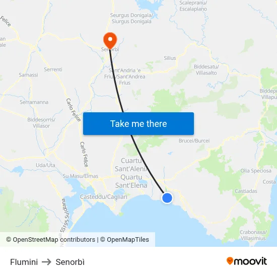 Flumini to Senorbì map