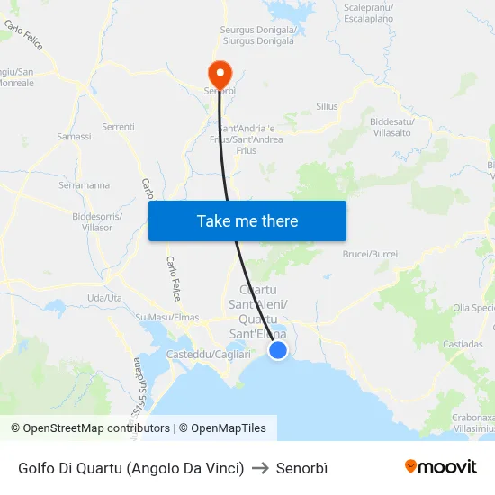 Golfo Di Quartu (Corner of Da Vinci) to Senorbì map