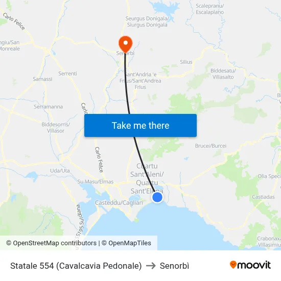 State Road 554 (Pedestrian Overpass) to Senorbì map