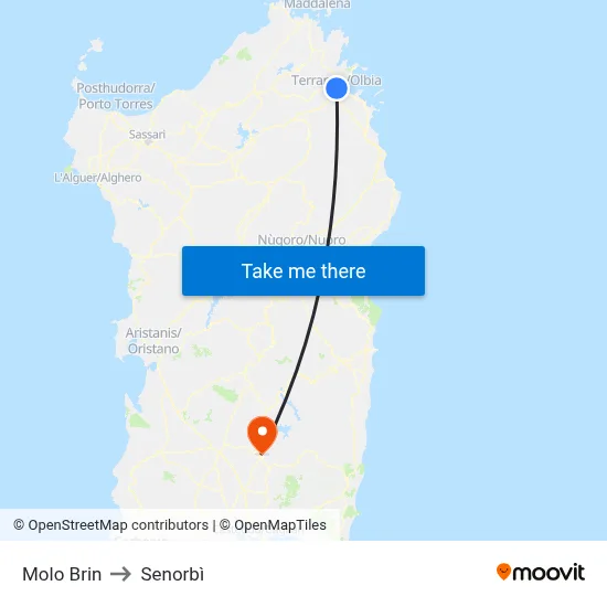 Brin Pier to Senorbì map