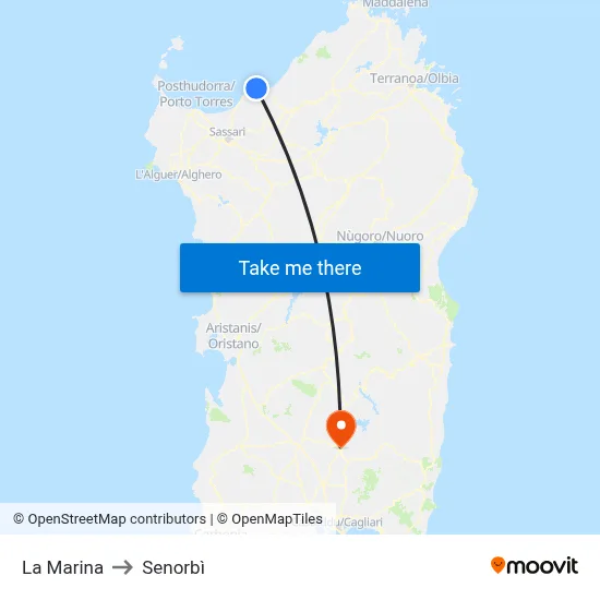 La Marina to Senorbì map