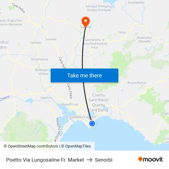 Poetto Lungosaline Street Near Market to Senorbì map