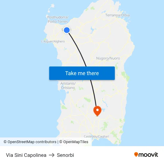 Via Sini Terminal to Senorbì map