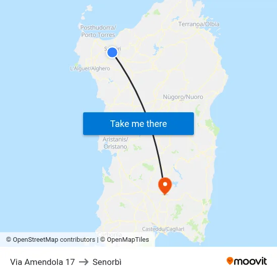 17 Amendola Street to Senorbì map