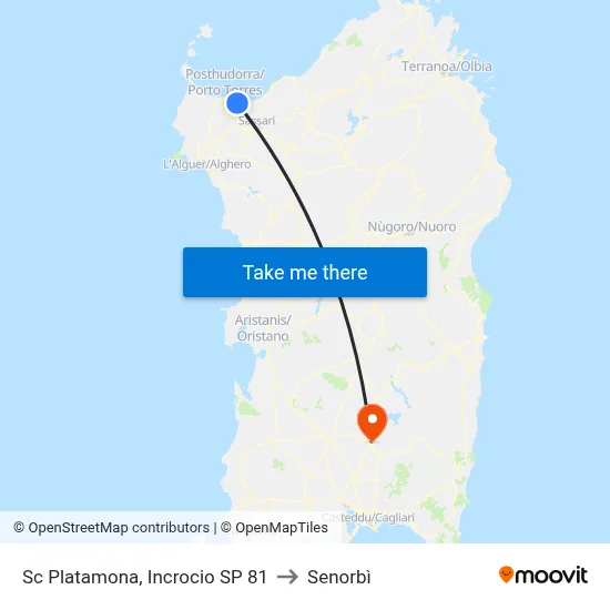 Platamona Road, Junction Provincial Road 81 to Senorbì map