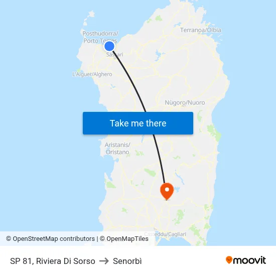SP 81, Sorso Riviera to Senorbì map