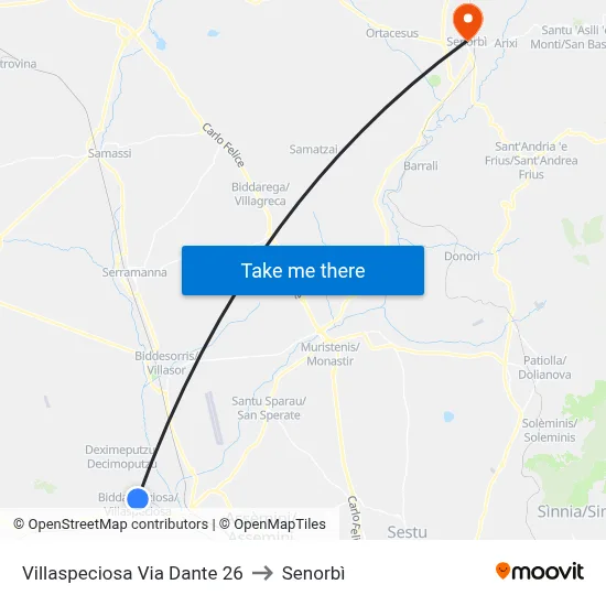 26 Via Dante, Villaspeciosa to Senorbì map