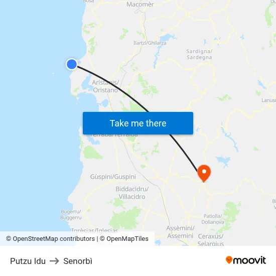 Putzu Idu to Senorbì map