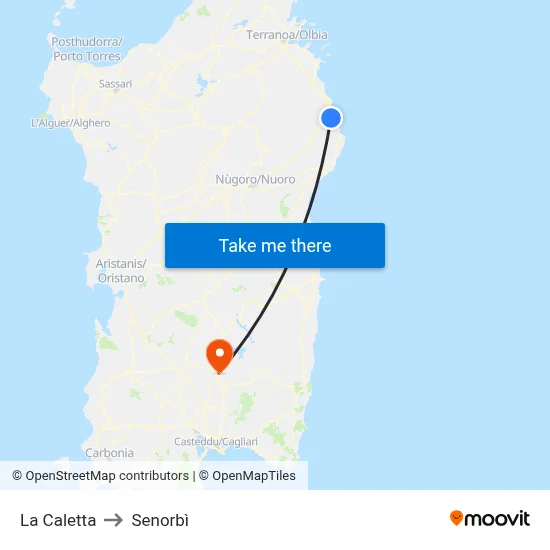 The Cove to Senorbì map