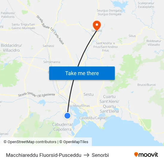 Macchiareddu Fluorsid-Pusceddu to Senorbì map