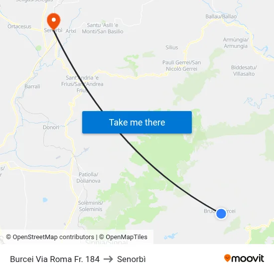 184 Roma Street, Burcei to Senorbì map