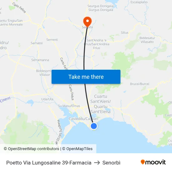 Poetto Lungosaline Street 39-Pharmacy to Senorbì map