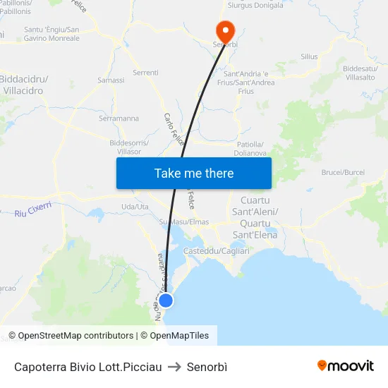 Capoterra Junction Lott.Picciau to Senorbì map