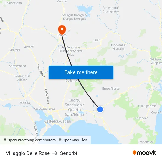 Rose Village to Senorbì map