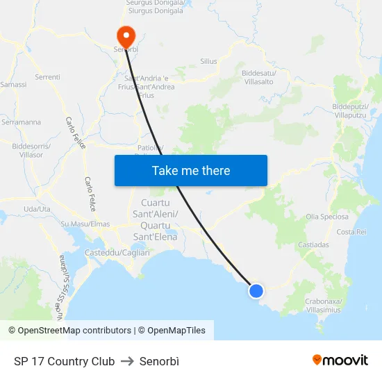 SP 17 Country Club to Senorbì map