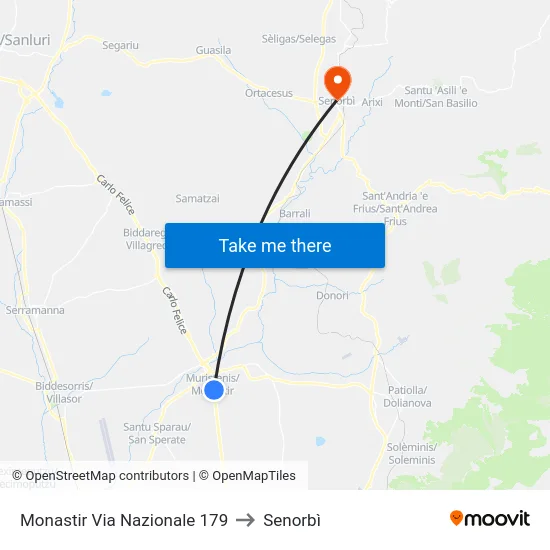 Monastir Via Nazionale 179 to Senorbì map