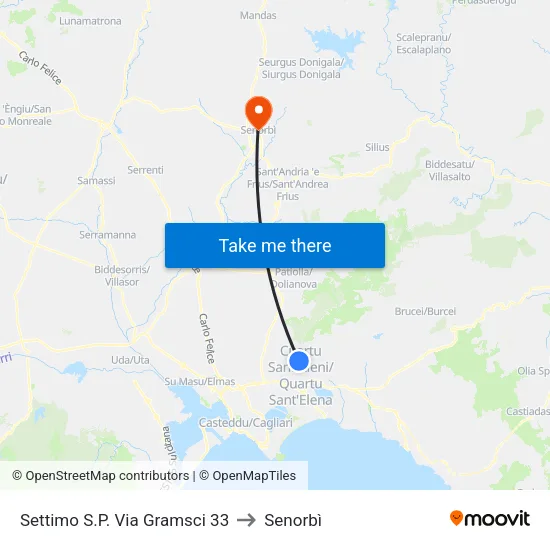 Settimo Provincial Road Gramsci Street 33 to Senorbì map
