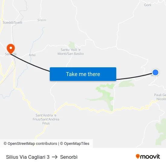 Silius Via Cagliari 3 to Senorbì map