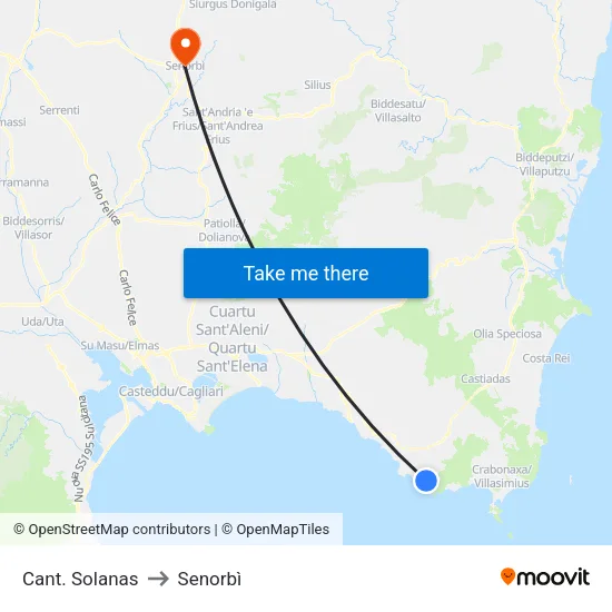 Solanas Quarry to Senorbì map