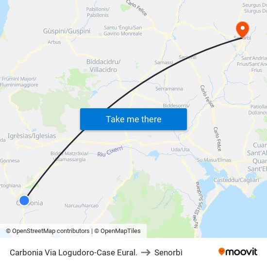 Carbonia Via Logudoro-Case Eural. to Senorbì map
