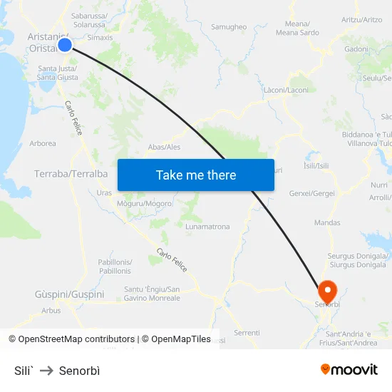 Sili to Senorbì map