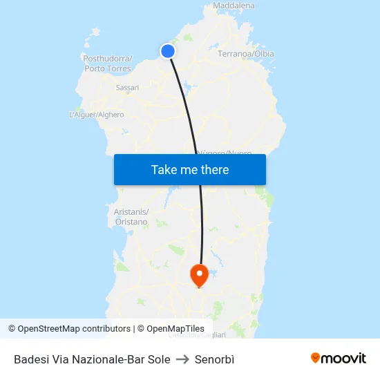 Badesi National Street-Bar Sole to Senorbì map