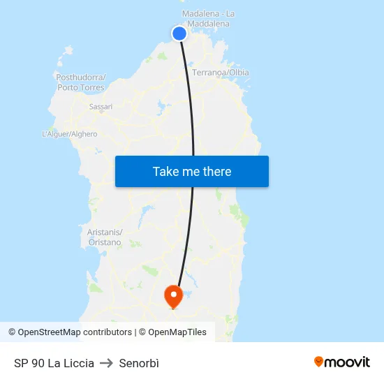 Provincial Road 90 La Liccia to Senorbì map