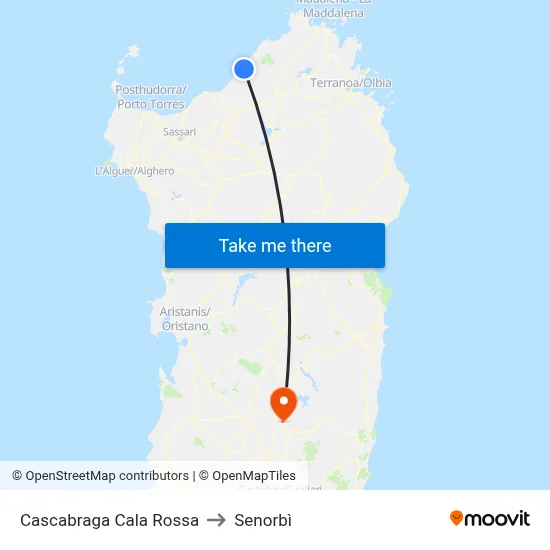 Cascabraga Red Cove to Senorbì map