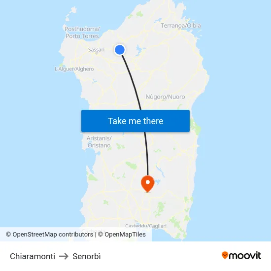 Chiaramonti to Senorbì map