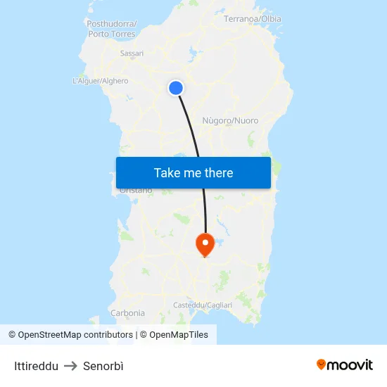 Ittireddu to Senorbì map