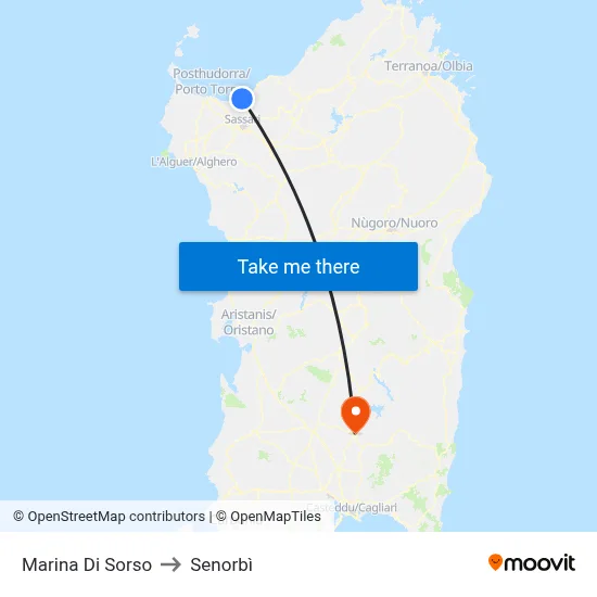 Marina Di Sorso to Senorbì map