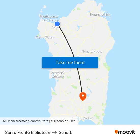 Sorso Opposite Library to Senorbì map