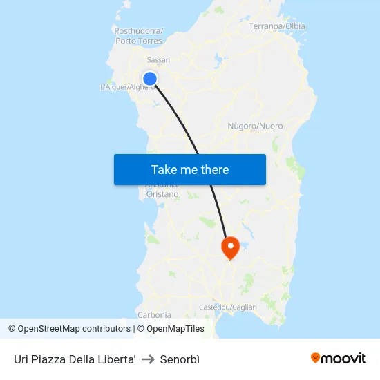 Uri Liberty Square to Senorbì map