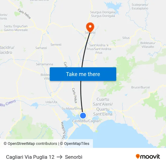 12 Puglia Street, Cagliari to Senorbì map