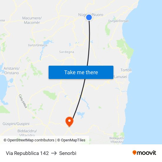 Via Repubblica 142 to Senorbì map