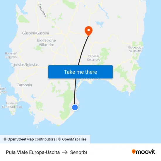 Pula Europa Avenue-Exit to Senorbì map