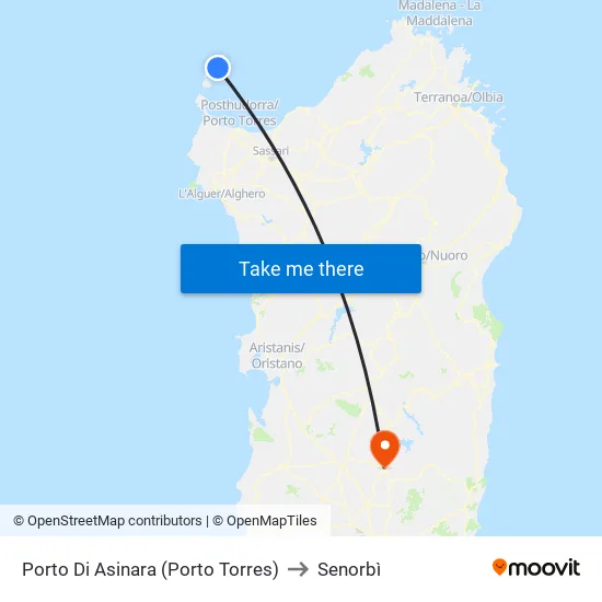 Porto Di Asinara to Senorbì map