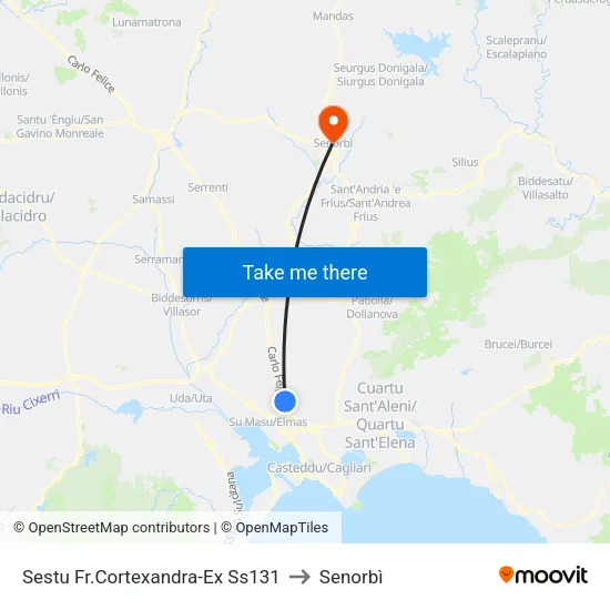 Sestu Fr.Cortexandra-Ex Ss131 to Senorbì map