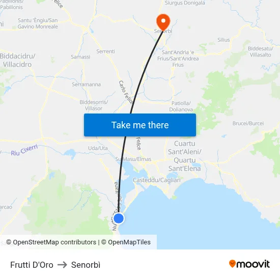 Frutti D'Oro to Senorbì map