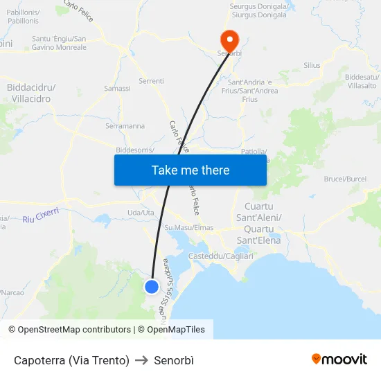 Capoterra (Via Trento) to Senorbì map