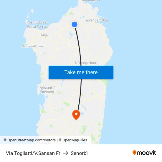 Togliatti Street/Sansan to Senorbì map